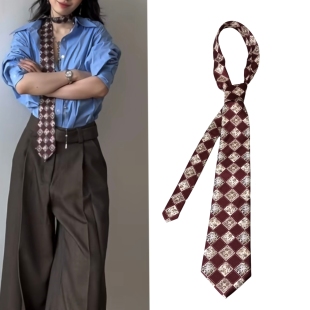 领结配饰男女通用 办手打衬衫 90年代复古港风百搭碎花长款 领带款