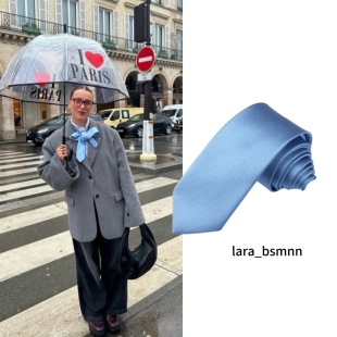 围觅纯色领带lara_bsmnn同款 百搭斜纹质感6公分领带淡蓝色手打