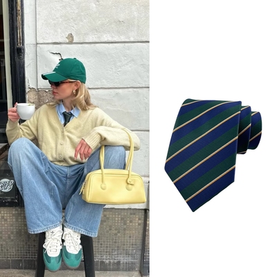 围觅秀场同款彩色条纹领带男女休闲潮手打结