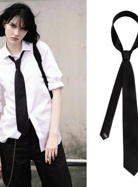 质感好！俄罗斯sofiaSteinberg街拍同款酷飒黑色领带中性拉链领带