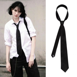 质感好 酷飒黑色领带中性拉链领带 俄罗斯sofiaSteinberg街拍同款
