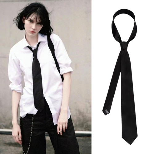 质感好！俄罗斯sofiaSteinberg街拍同款酷飒黑色领带中性拉链领带