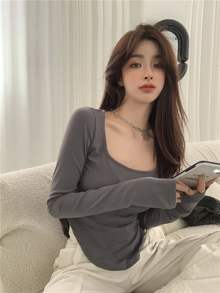 长袖t恤女短款打底衫设计感小众chic辣妹秋衣外穿早秋初秋上衣ins