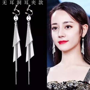 无洞耳夹显脸瘦流苏l耳环韩国气质长款百搭金属三角耳坠耳饰2026