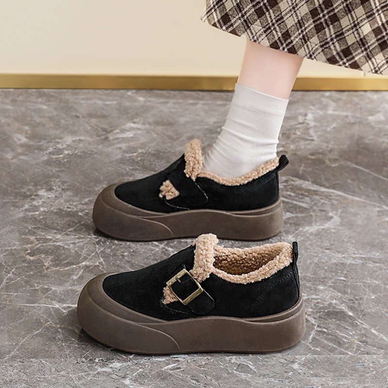 老北京布鞋女冬天加绒保暖一脚蹬黑色棉鞋女士防滑34码软底豆豆鞋,女鞋,浅口单鞋,淘宝优惠券,粉丝福利购,淘宝优惠卷