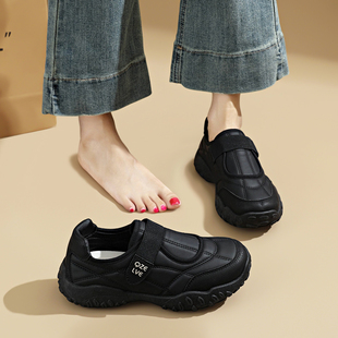 全黑色鞋子女2026新款春季职场小黑鞋不累脚上班工作鞋老北京布鞋