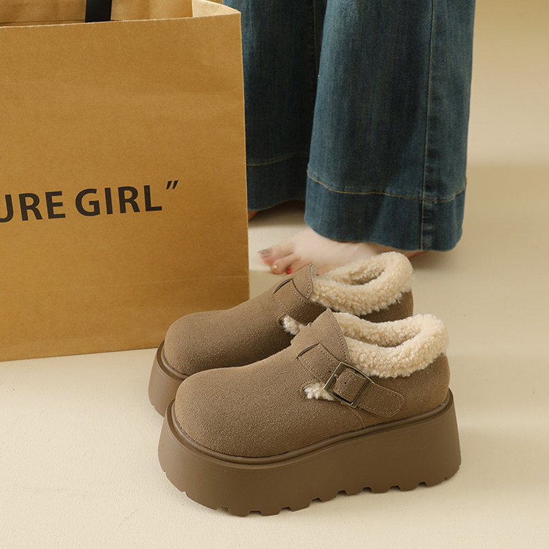 厚底勃肯鞋女冬季加绒2025年新款小个子松糕鞋乐福鞋增高毛毛棉鞋,女鞋,勃肯鞋/软木鞋,淘宝优惠券,粉丝福利购,淘宝优惠卷