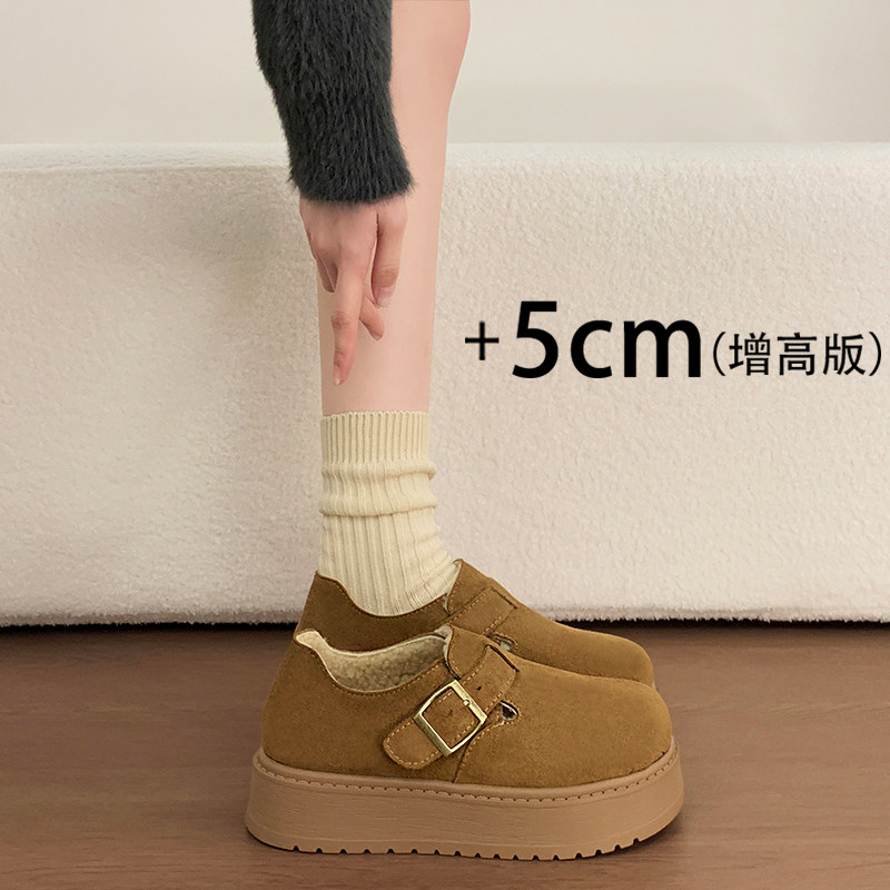 厚底勃肯鞋女松糕休闲乐福鞋2025秋冬季加绒豆豆鞋一脚蹬上班棉鞋,女鞋,勃肯鞋/软木鞋,淘宝优惠券,粉丝福利购,淘宝优惠卷