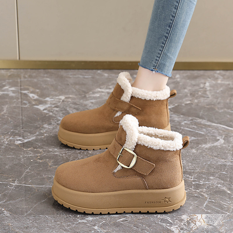 厚底雪地靴女2025新款冬季加厚防滑孕妇勃肯棉鞋毛毛短靴加绒保暖,女鞋,时尚雪地靴,淘宝优惠券,粉丝福利购,淘宝优惠卷