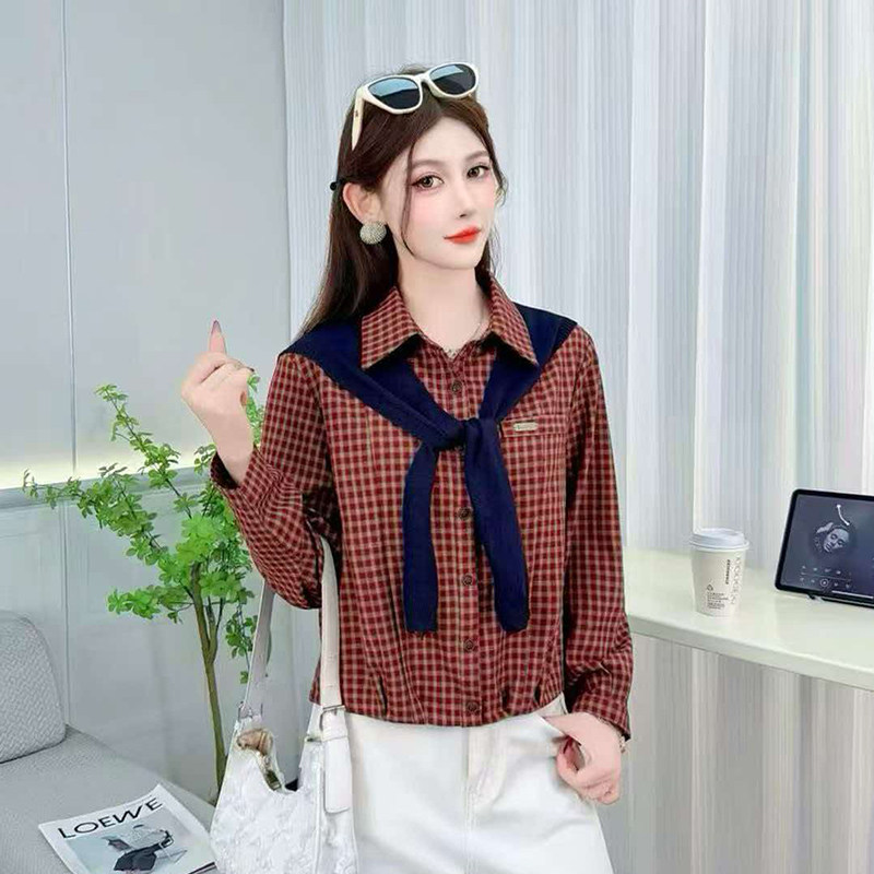 2026秋新款格子长袖衬衫女百搭