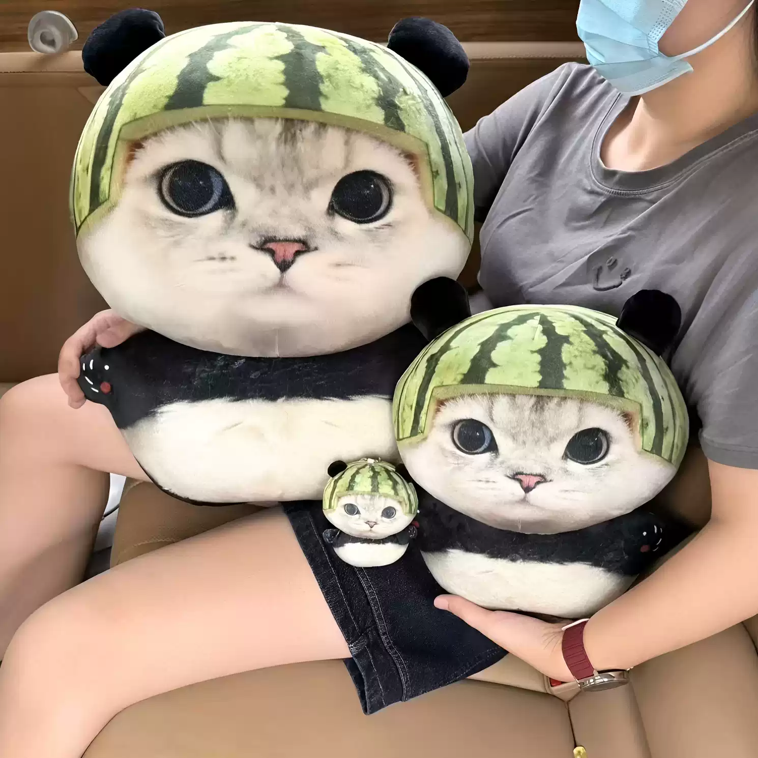 西瓜小猫驾到!超大熊喵喵玩偶可爱仿真毛绒公仔哄睡抱枕送女朋友