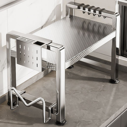 不锈钢厨房微波炉架子置物架多功能家用台面烤箱电器伸缩收纳支架