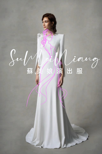 苏美娘演出服新款简约优雅精致主持礼服奏音乐表演独唱艺考年会
