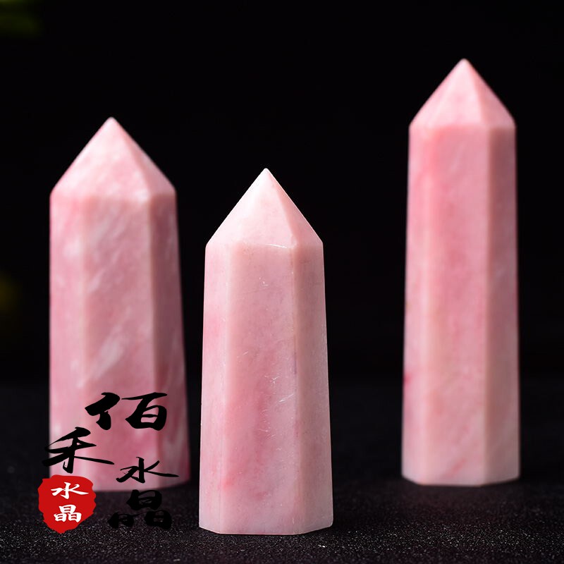 现货天然粉澳宝六棱柱摆件u粉色蛋白石原石澳洲欧泊水晶柱子家居
