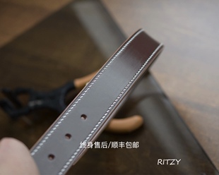 Ritzy手工皮具马缰革商务休闲皮带全手工手缝皮带私人定制