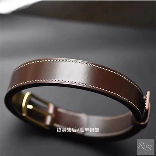 Ritzy 手工皮具真皮头层 高端马缰革腰带皮带定制美式复古休闲商