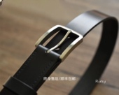 Ritzy 手工皮具 头层牛皮马缰革不锈钢商务休闲高端皮带手工定制