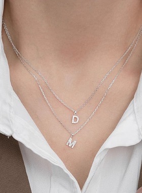 925纯银字母项链小众迷你