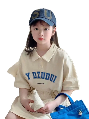 Комплект, летняя футболка polo, мини-юбка, детская одежда, в западном стиле, в корейском стиле