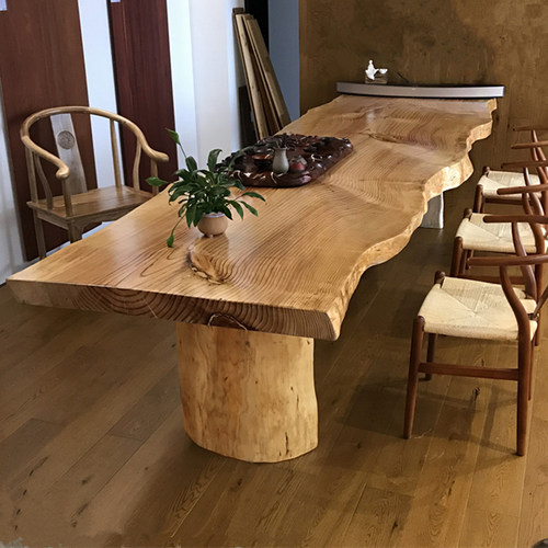 实木茶桌椅组合简约现代中式茶几办公室大板茶台整板不规则泡茶桌