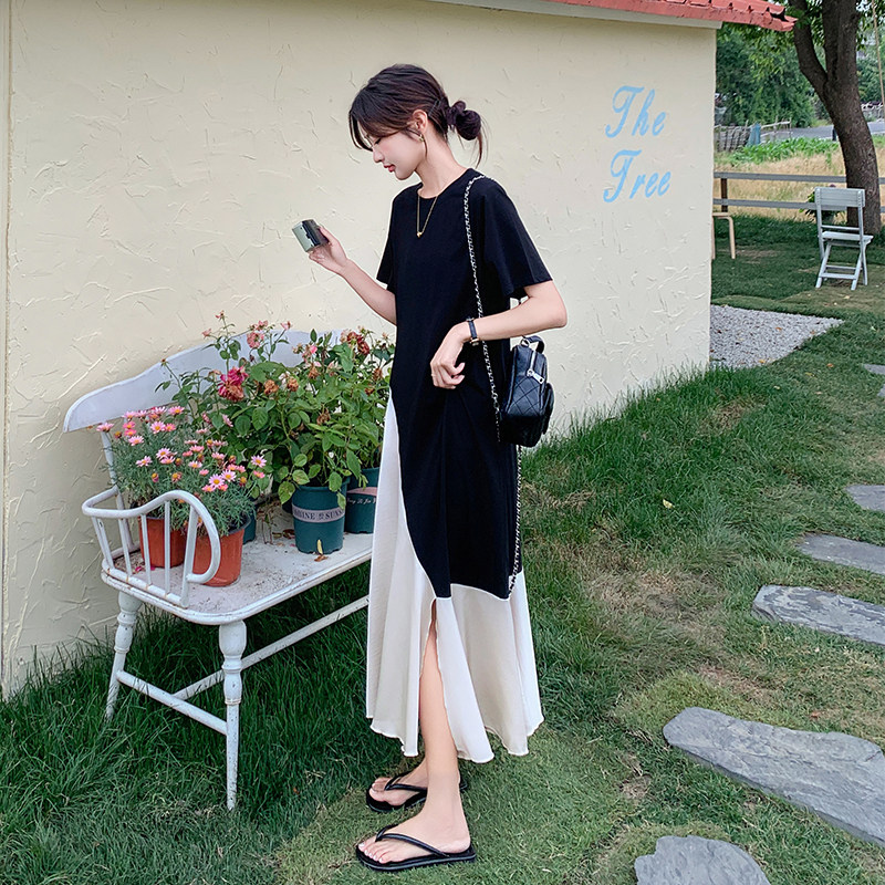 黑色不规则连衣裙斜裁剪不对称裙子女2025夏303-Q6835-P115-K158,女装连衣裙,宁宁家