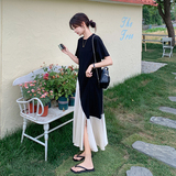 黑色不规则连衣裙斜裁剪不对称裙子女2025夏303-Q6835-P115-K158，女装连衣裙，宁宁家