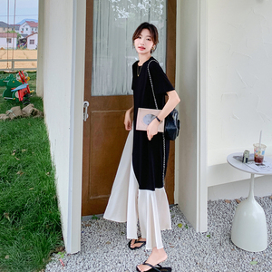 黑色不规则连衣裙斜裁剪不对称裙子女2025夏303-Q6835-P115-K158，女装连衣裙，宁宁家