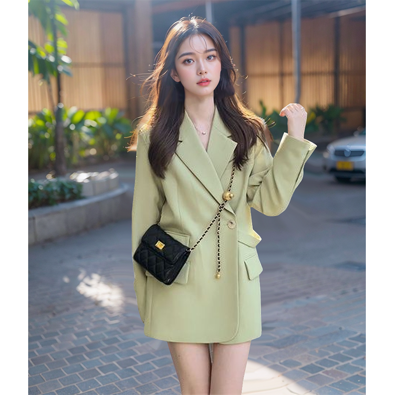 春天yi定要有的绿~~2025新款双排扣设计感宽松百搭2色西装外套女