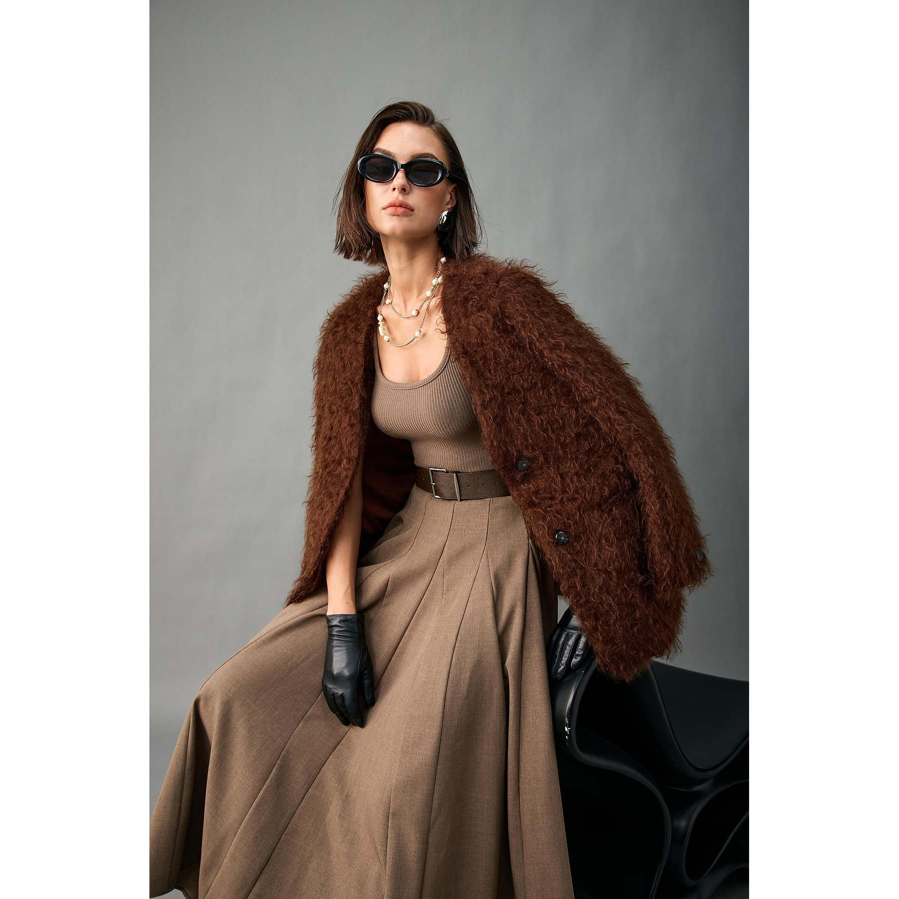 现货高端精品2025秋冬新款有内衬休闲百搭马海毛毛呢保暖外套女