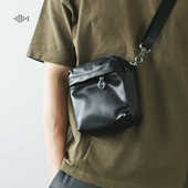 LANSPACE头层牛皮单肩包男式 手机包斜挎包黑色真皮小包包简洁