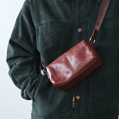 LANSPACE蓝皮具植鞣牛皮单肩包男士 斜挎包手机休闲小包简真皮男