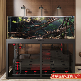 中大型原生态南美造景雨林鱼缸底滤带柜一体客厅玄关屏风立式 落地