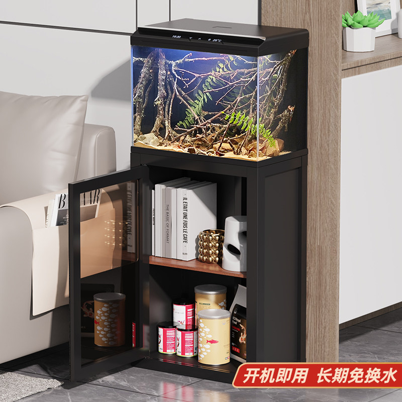 家用客厅阳台电视柜沙发旁小型立式落地带底柜一体玻璃鱼缸水族箱