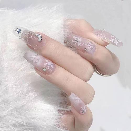 新款雪花镂空喷绘模板贴纸圣诞雪花ins渐变晕染美甲贴纸