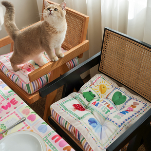 彩绘拼图打圈坐垫客厅坐地上蒲团榻榻米看书复古绒布软椅垫办公室