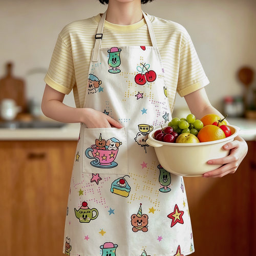 灰熊老板xPeekaboo美式复古绒布围裙厨房做饭防污工作服四季通用
