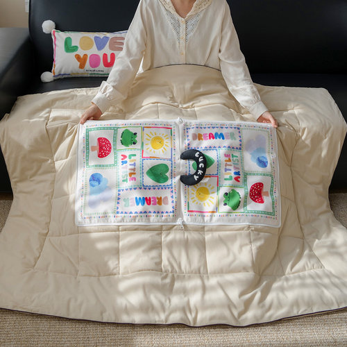 彩绘拼图时尚手拎抱枕被客厅沙发盖毯二合一多功能车载午休抱枕