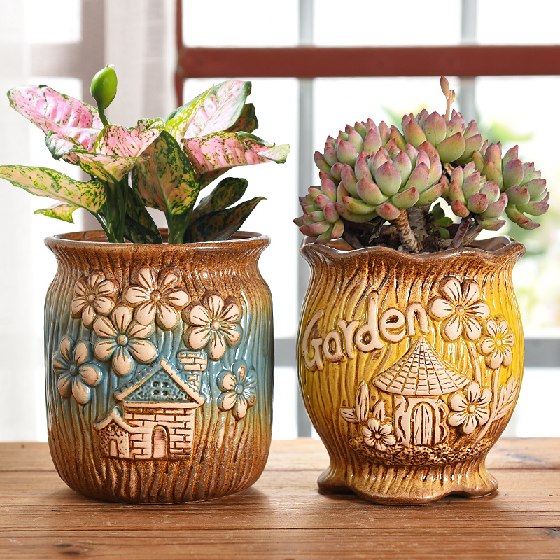多肉花盆老庄口径创意粗陶