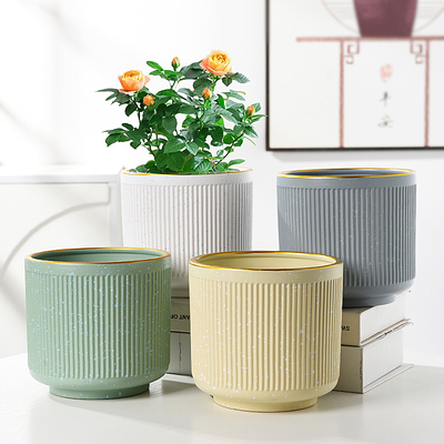 花盆陶瓷亚光北欧简约桌面吊兰多肉蝴蝶兰绿植盆栽花盆大号带托盘