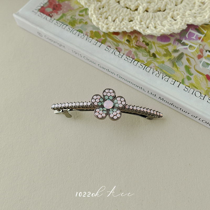 韩国进口Beaumira法式复古花朵水钻弹簧夹女气质侧边夹碎发刘海夹,饰品/流行首饰/时尚饰品新,发饰,淘宝优惠券,粉丝福利购,淘宝优惠卷