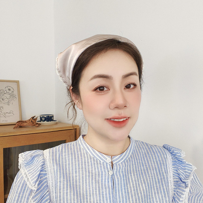 韩国进口法式蕾丝缎面三角发箍