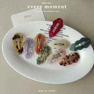 韩国代购 小金标云朵花边醋酸发夹女高级感气质侧边夹碎发夹子 新款