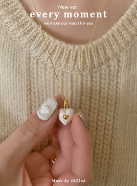 韩国毛衣链女秋冬新款爱心吊坠