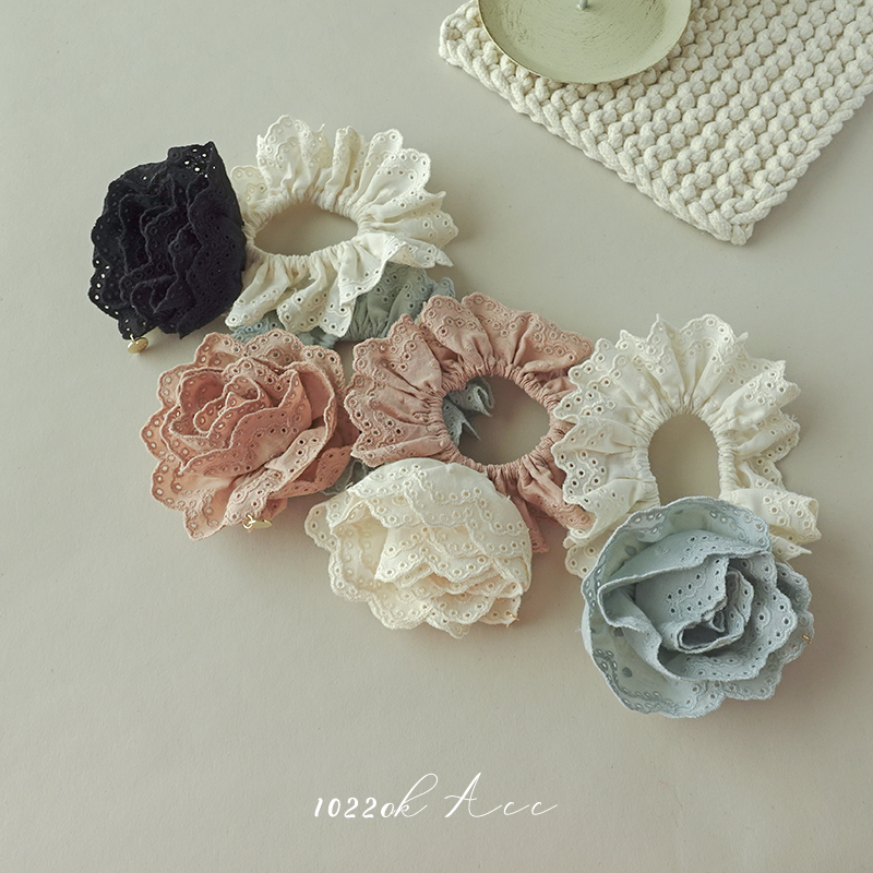 韩国进口刺绣蕾丝花边玫瑰花发圈