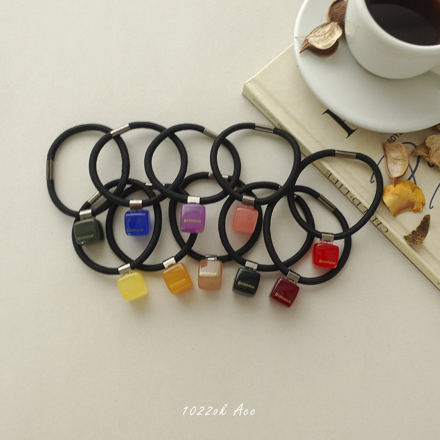 韩国进口AZ彩色方块发圈女高弹力百搭甜美发绳可爱糖果丸子头饰女