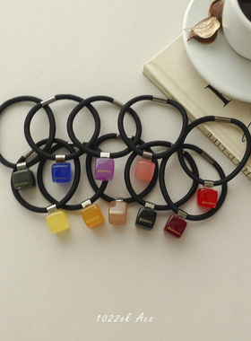 韩国进口AZ彩色方块发圈女高弹力百搭甜美发绳可爱糖果丸子头饰女