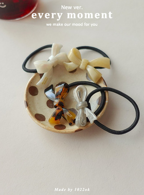 韩国france金标发圈蝴蝶结头绳白色气质小皮筋女扎头绑马尾辫发饰