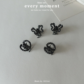 韩国代购 甜酷黑色水钻迷你抓夹蝴蝶刘海夹女小巧头发夹子发夹头饰