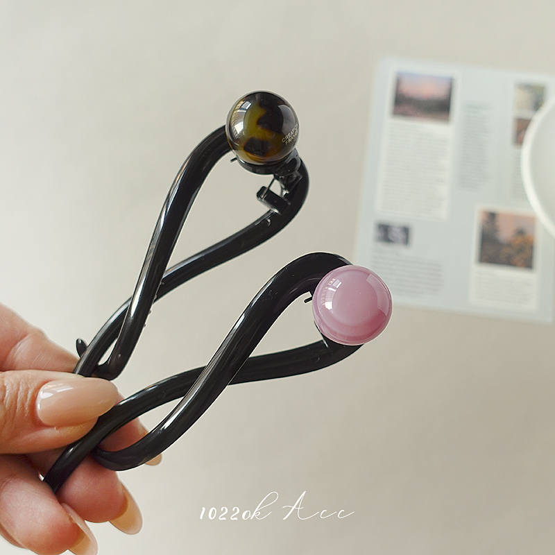 韩国进口france高质感扭扭发夹后脑勺盘发夹球球横夹一字夹香蕉夹