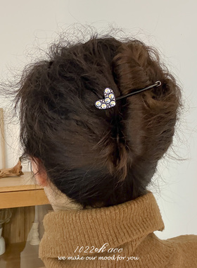 韩国进口AZ轻奢心形水钻扣夹后脑勺盘发一字夹发夹女高级感发饰